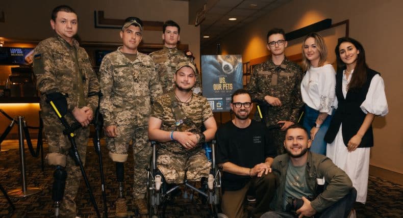 Military attend the screening of Anton Ptushkin's film "We, Our Pets and War"